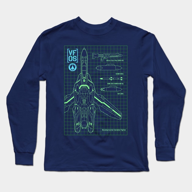 Macross VF0S Blueprint Long Sleeve T-Shirt by don_kuma